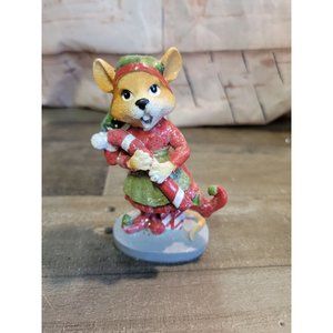Mouse mice candy cane‎ gift present glitter xmas decor figure